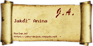 Jakó Anina névjegykártya